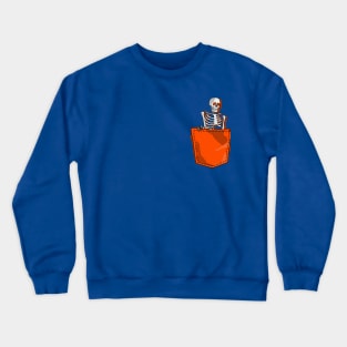 Skeleton in my Pocket - Halloween Orange Pocket Design Crewneck Sweatshirt